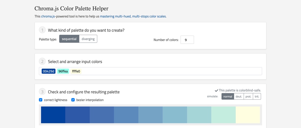 Chroma.js Color Palette Helper to create color scales
